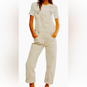 We The Free Ziggy Parchment Color Overalls Sz L